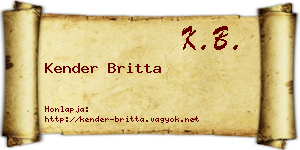 Kender Britta névjegykártya